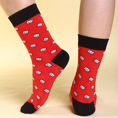 Cartoon Envelope Print Socks Women's Mid Tube Stockings