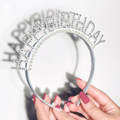 Birthday Headband Rhinestone Hoop Hair Accessories for Girls