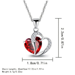 Purple Crystal Heart Pendant Necklace Set - Ideal Gift for Her