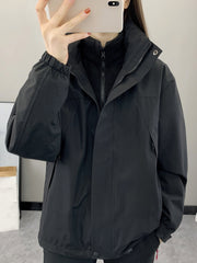 Women's Block Fleece Hooded Jacket for Outdoor Sports
