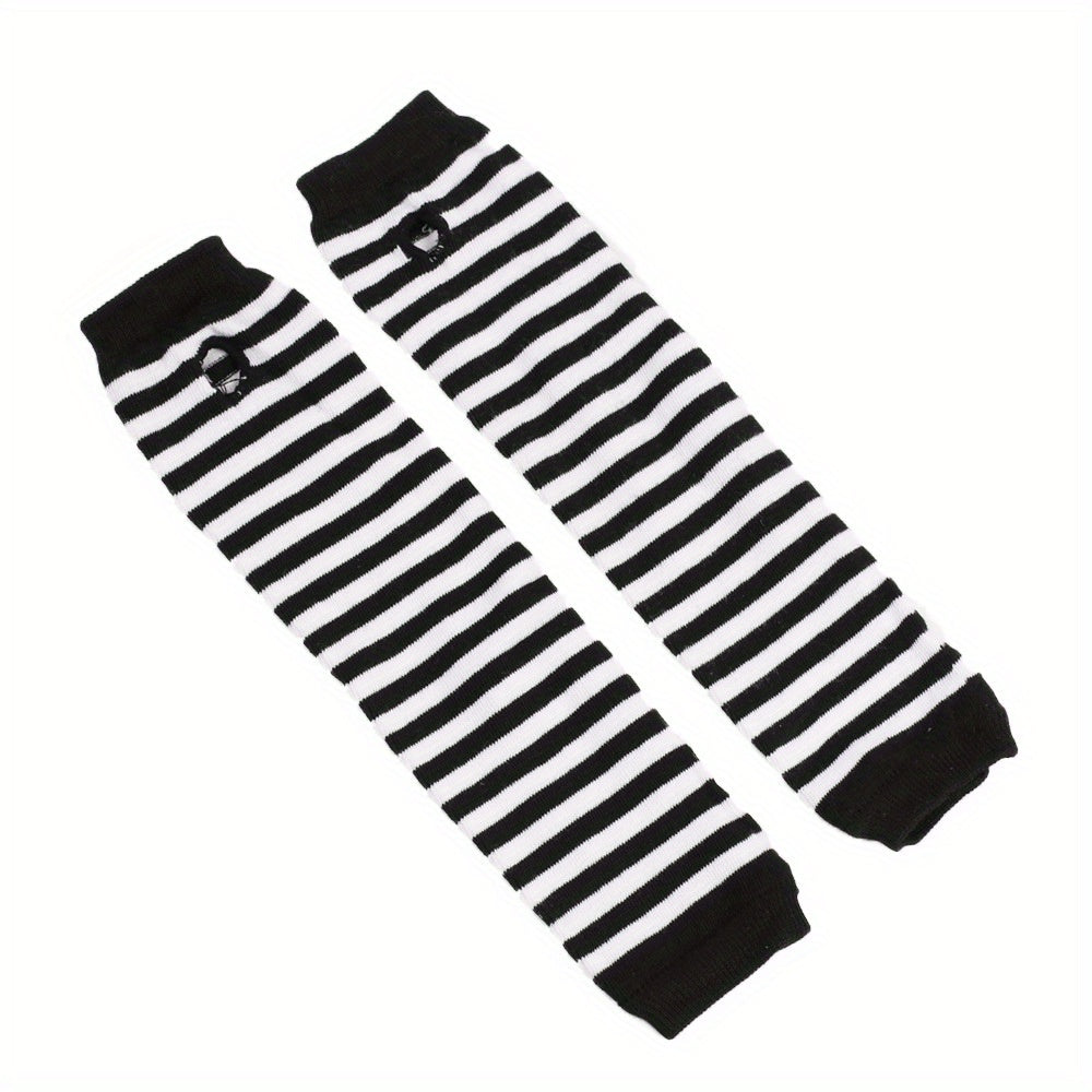Striped Knitted Long Gloves Y2K Fingerless Gloves Unisex Hip Hop Elastic Gloves