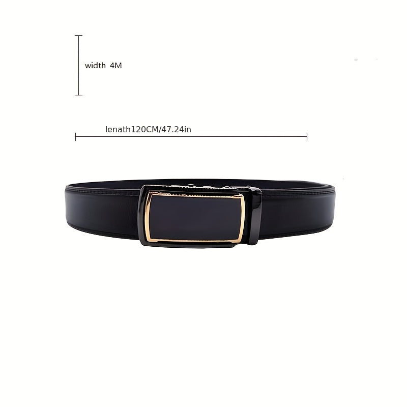 Men's Leather Belt Automatic Buckle Business Waist Strap