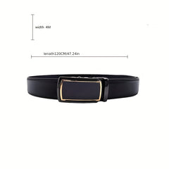 Men's Leather Belt Automatic Buckle Business Waist Strap