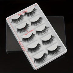 5 Pairs Natural Thick Style False Eyelashes With Glue
