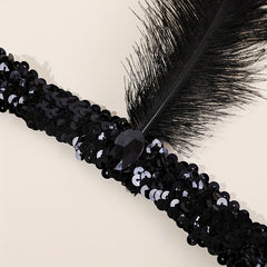 Feather Sequin Headband Crystal Head Piece Hair Accessory