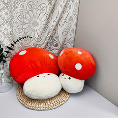 Red Mushroom Plush Toy Realistic Vegetable Doll Home Decoration