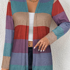  Colorblock Open Front Cardigan