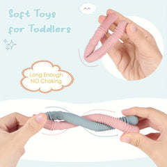 4 Pack Hollow Teether Tube Chew Straws Silicone Teething Toys Mint Green