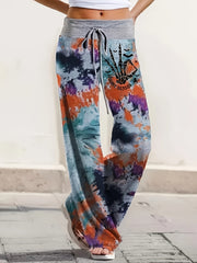  Skull Hand & Letter Print Tie Dye Pants