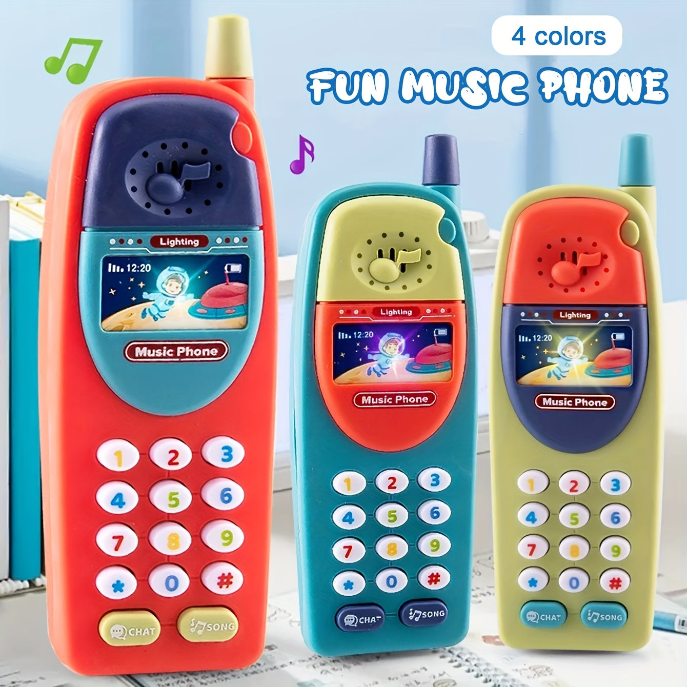 Kids' Fun Music Phone w/ Sound & Light Effects Multiple Modes Ideal Gift