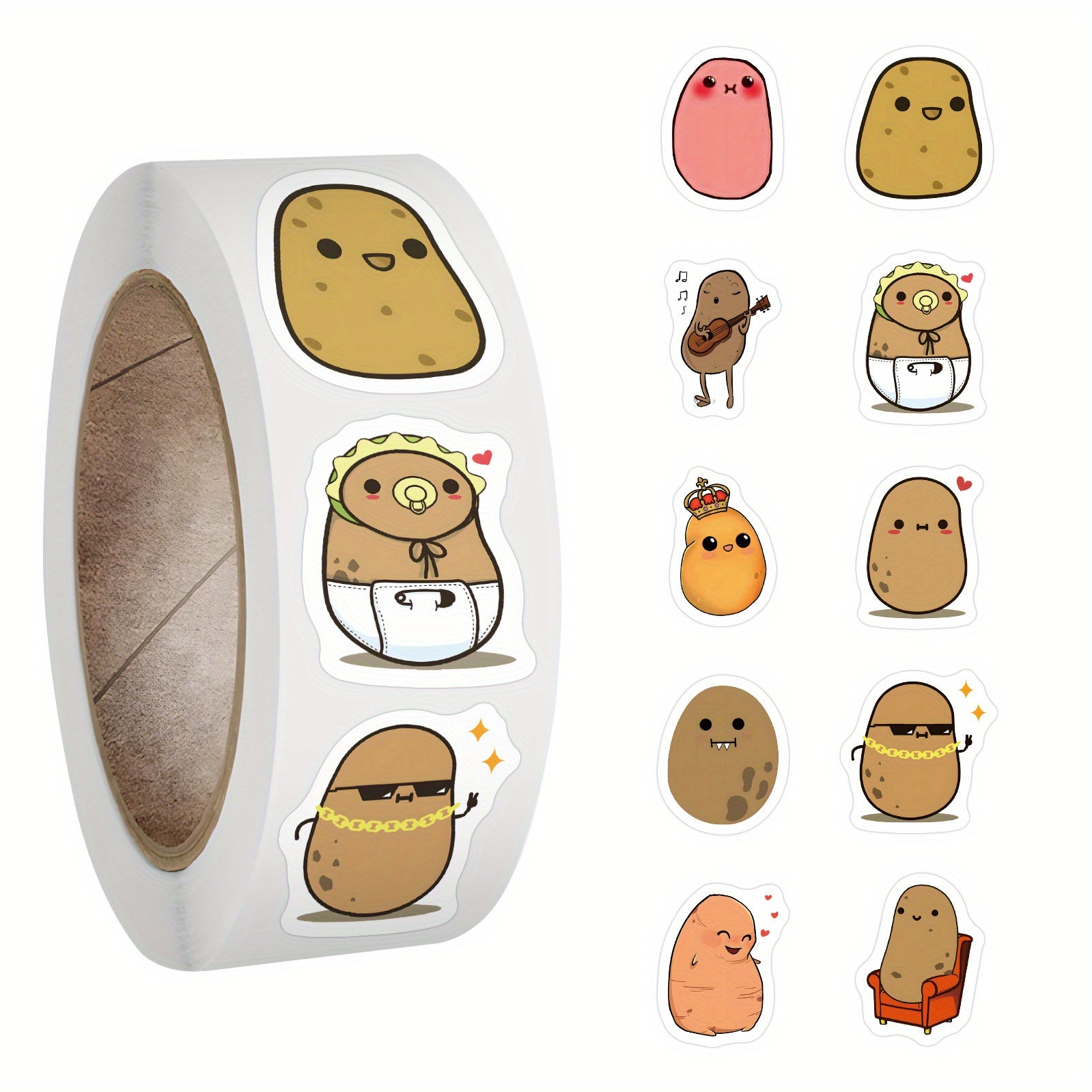 Potato Stickers Roll Vinyl Decals Cup Water Bottles Laptop Luggage Computer