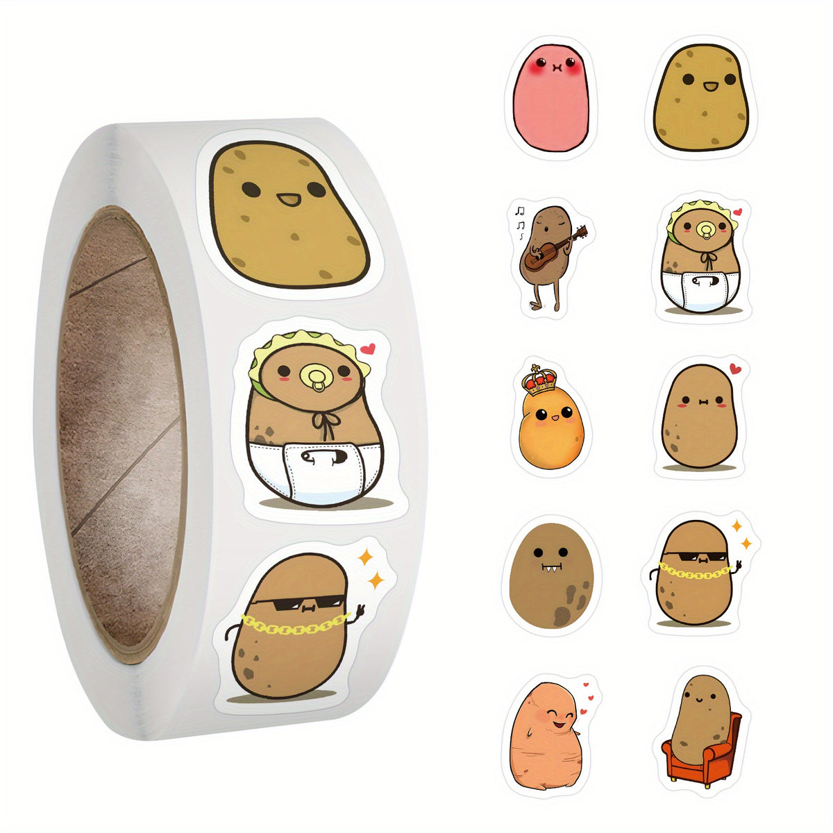 Potato Stickers Roll Vinyl Decals Cup Water Bottles Laptop Luggage Computer
