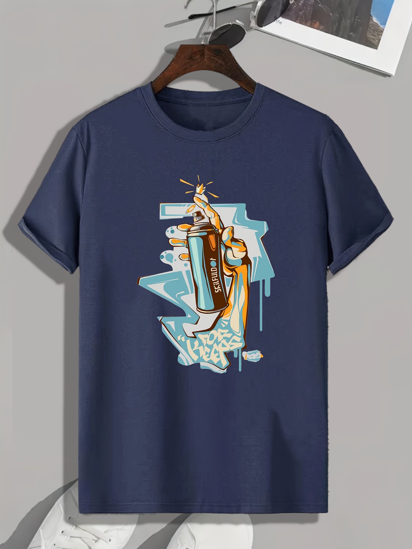 Spray Print Men's Graphic Tee for Summer
