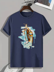 Spray Print Men's Graphic Tee for Summer