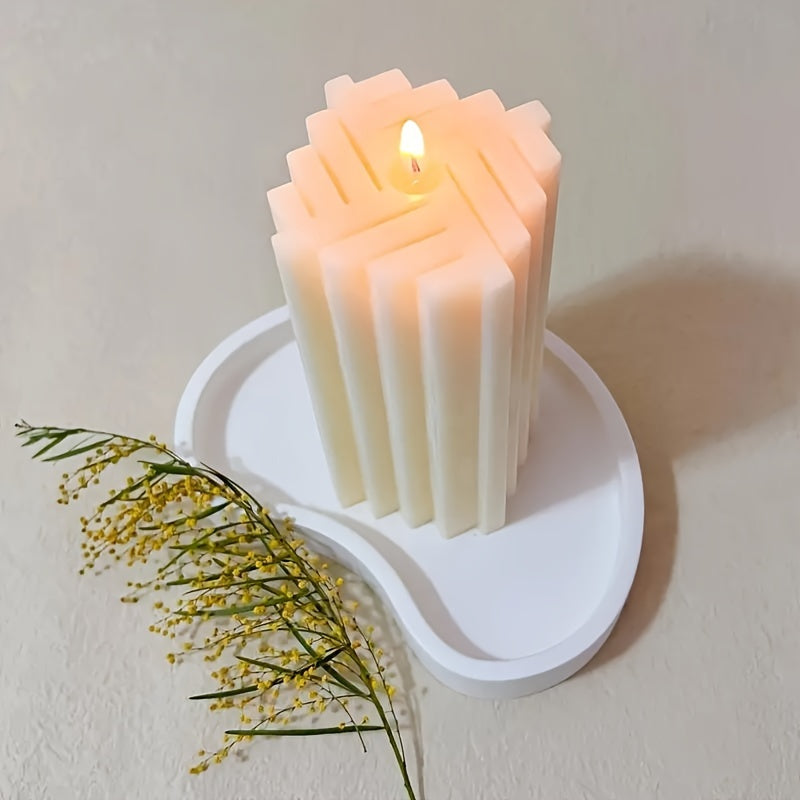 3D Stripe Candle Silicone Casting Molds - Pillar Square Resin Mold