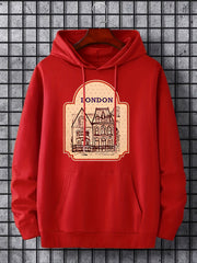 'Love For London' Print Hoodie Men's Pullover Sweatshirt