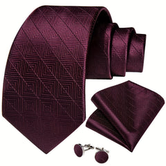 Silk Men's Tie Solid Color Necktie Set