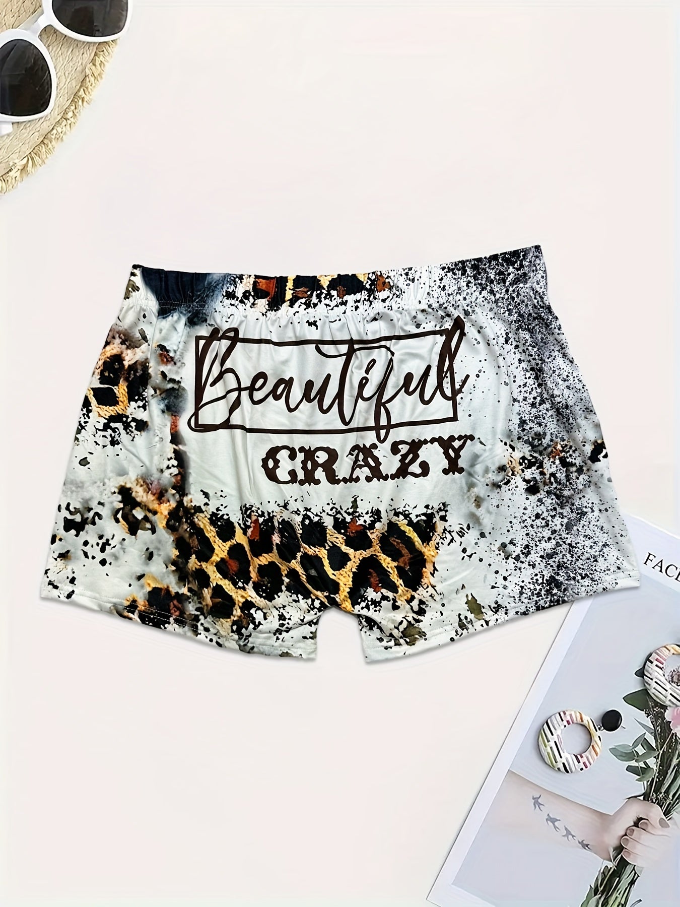  Sexy Shorts Women's Plus Art Letter & Colorblock Leopard Print