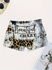  Sexy Shorts Women's Plus Art Letter & Colorblock Leopard Print