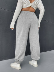  Casual Pants Women's Plus Solid Elastic Drawstring High Rise