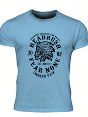 Men's Fear None Print T-shirt Crew Neck Tee