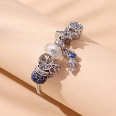 Romantic Starry Sky Bracelet with Faux Diamonds Rhinestone and Moon Astronauts