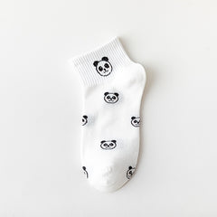 5 Pairs Women's Panda Print Cotton Ankle Socks