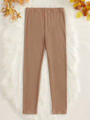  Solid Ribbed Knit Straight Leg Trousers