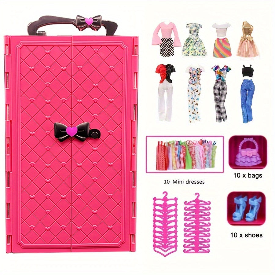 55 Piece Doll Wardrobe Set for 3-6 Year Olds