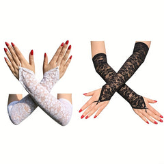 Lace Fingerless Gloves Long Gloves For Women Party Prom