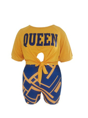  Sexy Outfits Set Women's Plus Letter Print Crew Neck