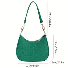 Stone Pattern Underarm Bag Fabric Textured Zipper Purse
