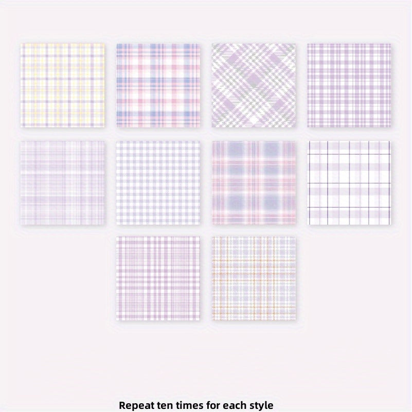 100pcs Memo Pad Plaid Planet Series Notepad
