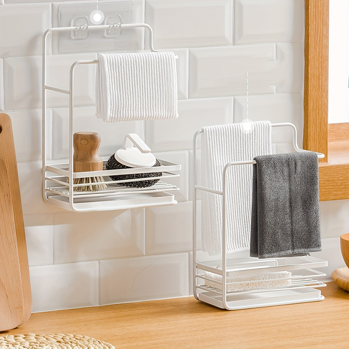 Kitchen Rag Rack Iron Wall Hanging Sponge Storage Rack