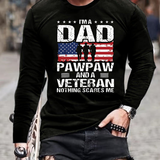 Veteran Dad Letter 3D Digital Pattern Print Men's Graphic T shirt