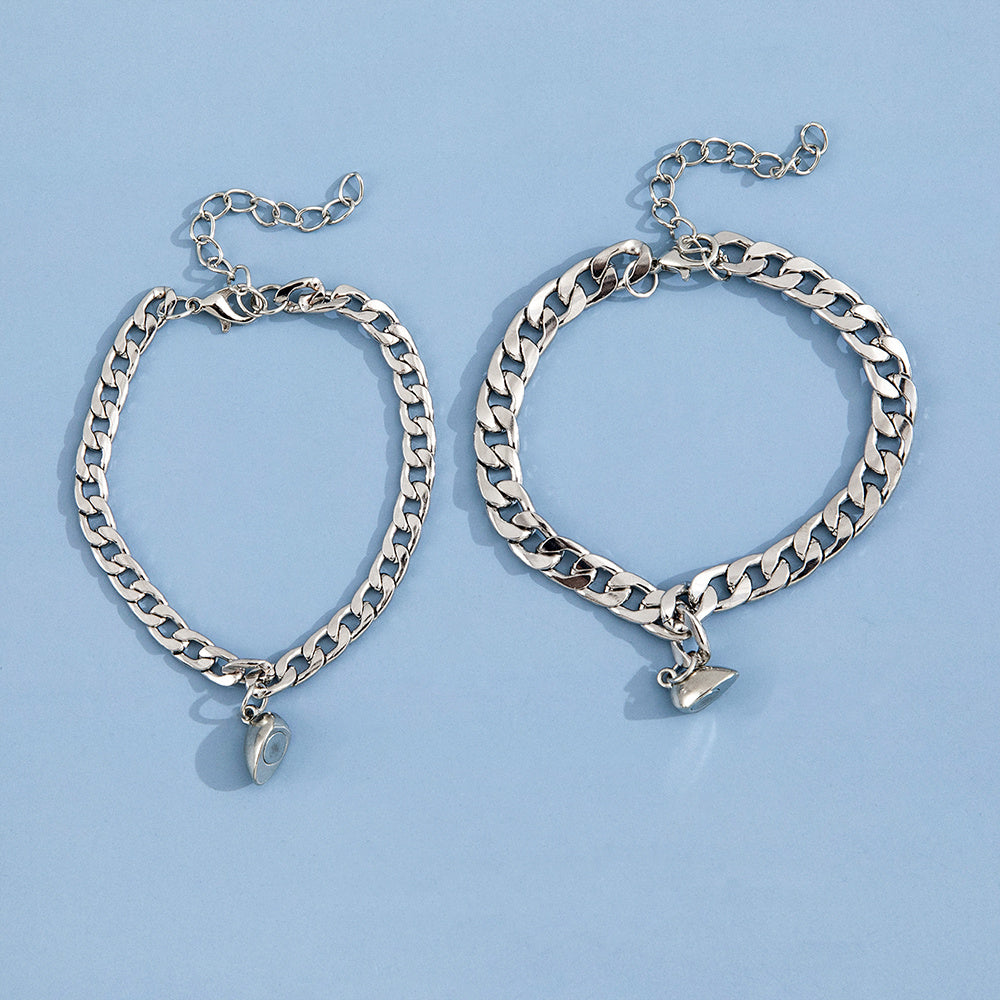 Stainless Steel Couple Bracelet Set 2pcs
