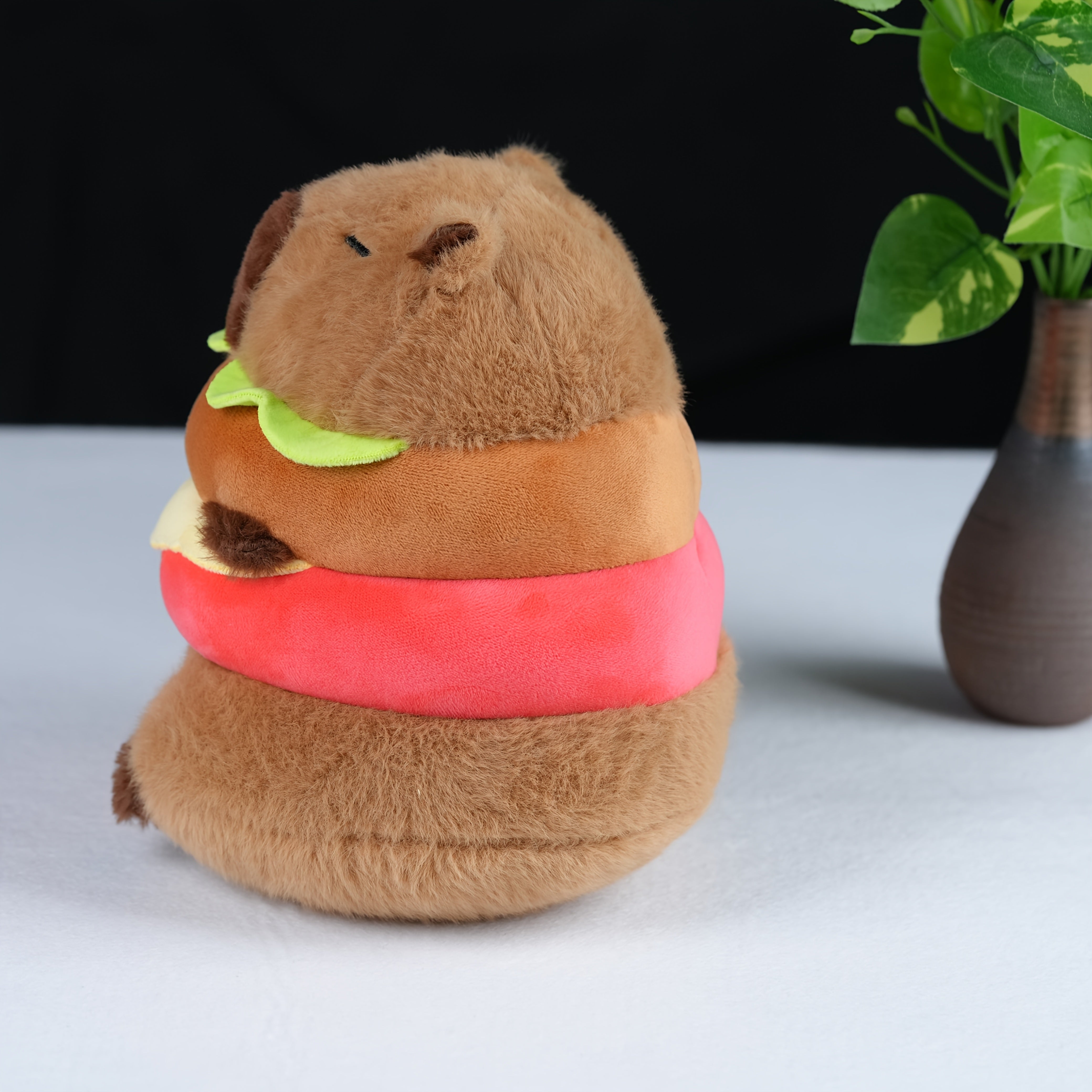 Capybara Plush Toy Hamburger Soft Faux Fur Stuffed Animal