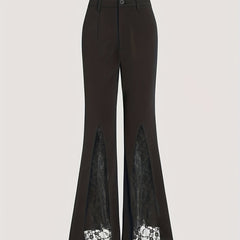  Women's Lace Button Fly Flare Leg Trousers