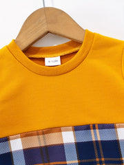 Toddler Boy's Plaid Sweatshirt & Sweatpants Set Street Style Outfit
