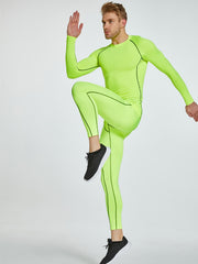 Men's Compression Shirt Fluorescent Green Base Layer