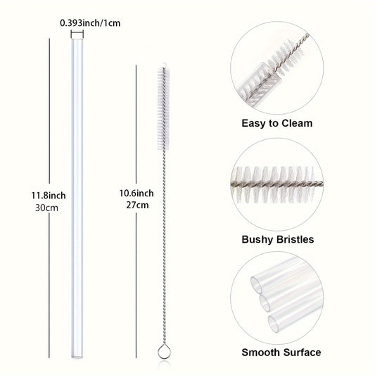 Clear Reusable Straws with Cleaning Brush - Tumbler Replacement Straw