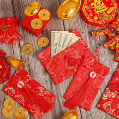 Chinese Knot Silk Red Envelopes Lucky Money Pockets For Spring Festival