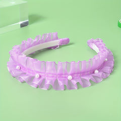 5pcs Sweet Headband Ruffled Hair Band Faux Pearl Decor Head Hoop