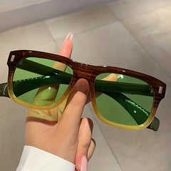 Retro Square Sunglasses Rivet Jelly Gradient UV400 Sun Shades