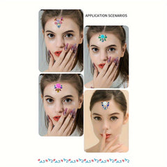 20pcs Heart Shaped Gem Face Stickers Rainbow Eye Makeup for Stage & Party