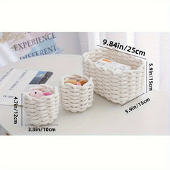 Braided Basket Cotton Rope Storage Box for Cosmetics Lipstick Keys