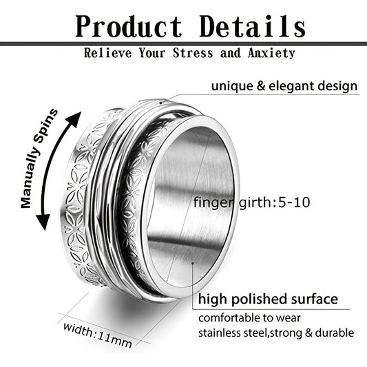 Punk Stainless Steel Butterfly Anxiety Ring Unisex Fidget Spinner Ring