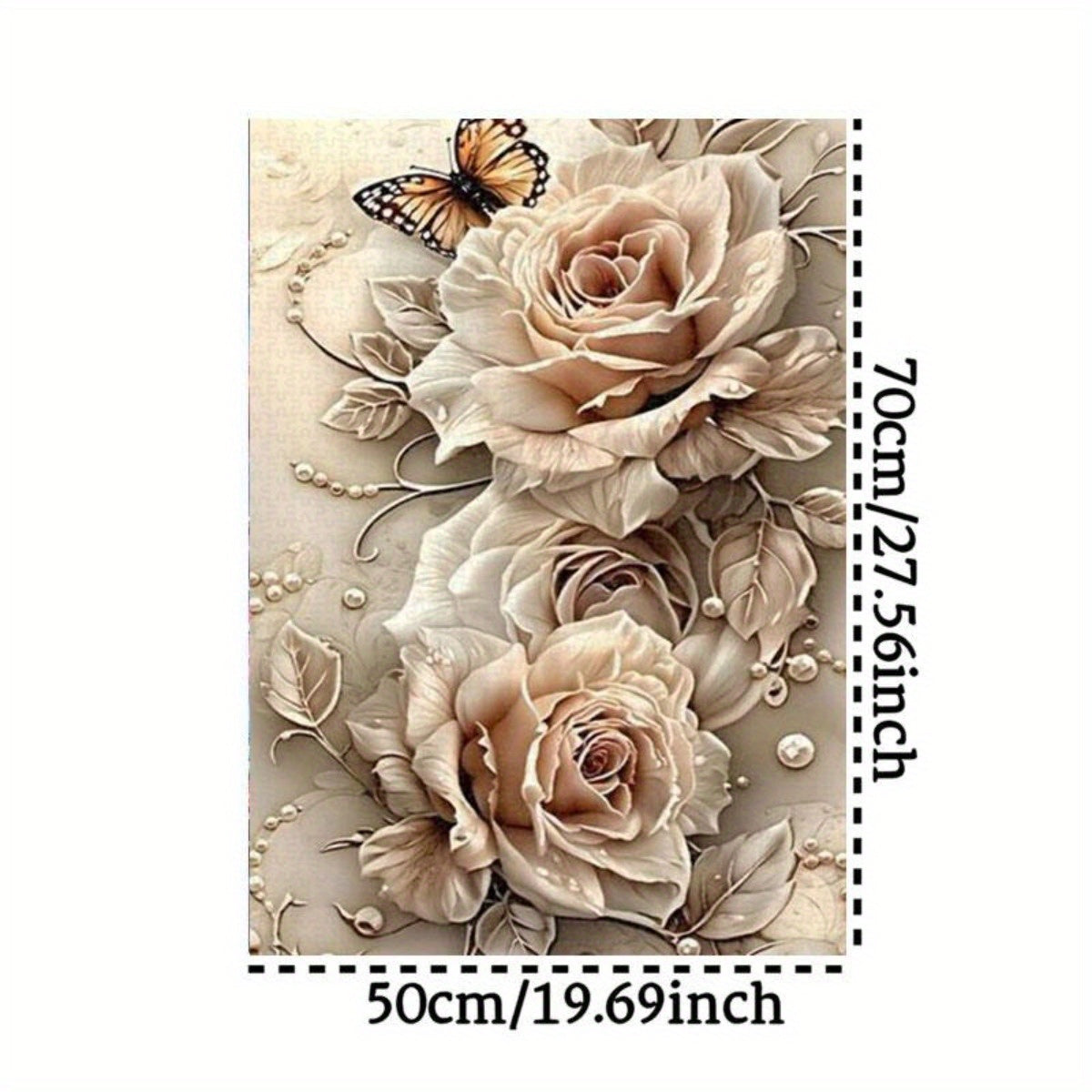 3D Embossed Rose Puzzle with Butterflies & Pearls High Difficulty