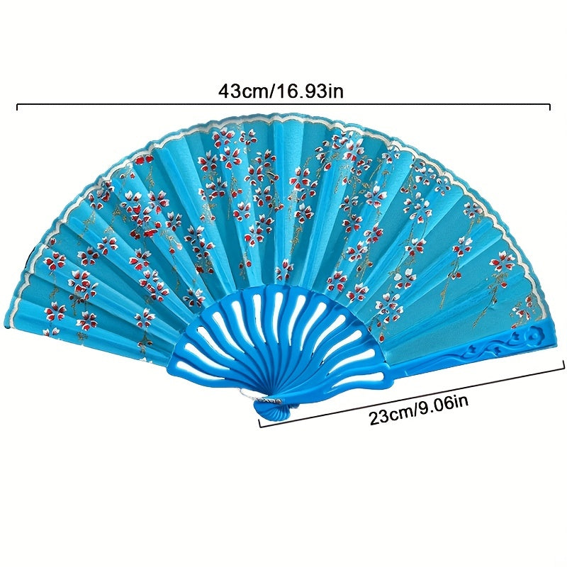 Plastic Folding Fan Retro Chinese Style Floral Fan