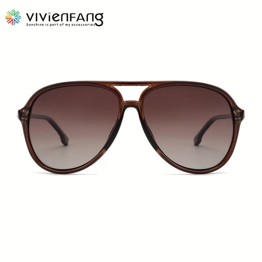 VIVIENFANG Retro Large Aviator Sunglasses Polarized Lenses